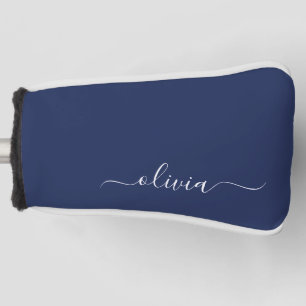 Navy Blue en White Modern Monogram Golfheadcover