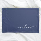 Navy Blue en White Modern Monogram Kussensloop