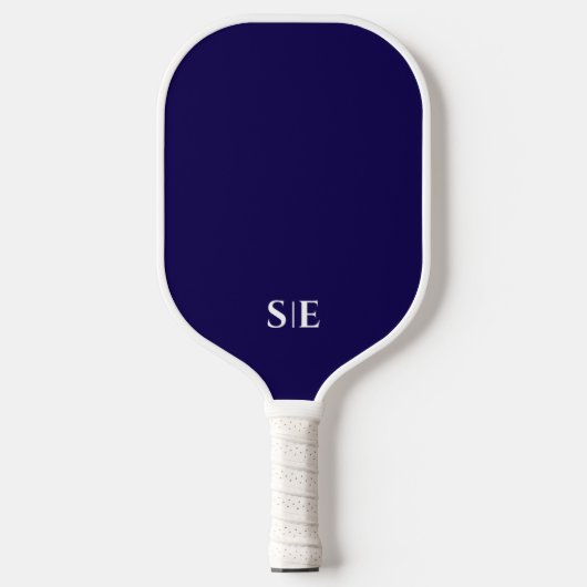Navy Blue en White | Modern monogram Pickleball Paddle (Voorkant)