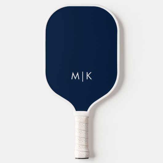 Navy Blue en White | Modern monogram Pickleball Paddle (Voorkant)