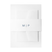 Navy Blue en White Monogram Simple Wedding Uitnodigingen Wikkel (Voorkant Voorbeeld)