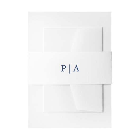 Navy Blue en White Monogram Simple Wedding Uitnodigingen Wikkel (Voorkant Voorbeeld)