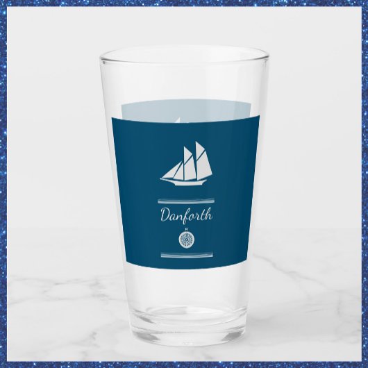 Navy Blue en White Nautical Glas