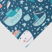 Navy Blue en White Nautical Ocean Pattern Boy Tissuepapier (Detail)