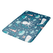 Navy Blue en White Nautical Pattern Boy Bathroom Badmat (Gekanteld)