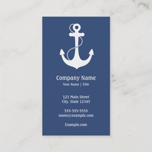 Navy Blue en White Nautical Visitekaartje (Voorkant)
