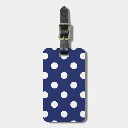 Navy Blue en White Polka Dot Pattern Bagagelabel (Voorkant verticaal)
