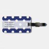 Navy Blue en White Polka Dot Pattern Bagagelabel (Achterkant horizontaal)