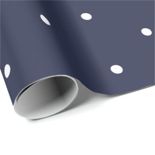 Navy Blue en White Polka Dot Pattern Cadeaupapier