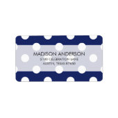 Navy Blue en White Polka Dot Pattern Etiket (Voorkant)