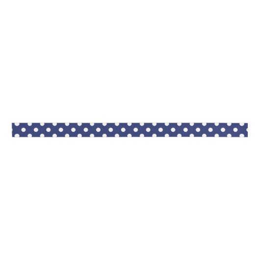 Navy Blue en White Polka Dot Pattern Grosgrain Lint (Voorkant)
