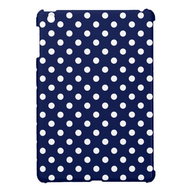 Navy Blue en White Polka Dot Pattern iPad Mini Hoesje (Achterkant)