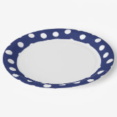 Navy Blue en White Polka Dot Pattern Papieren Bordje (Gekanteld)