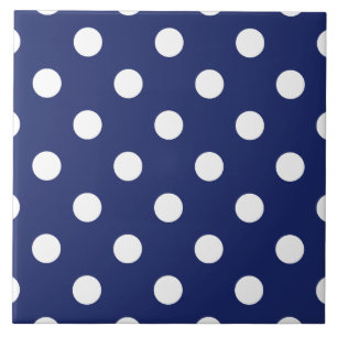 Navy Blue en White Polka Dot Pattern Tegeltje