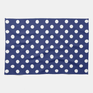 Navy Blue en White Polka Dot Pattern Theedoek