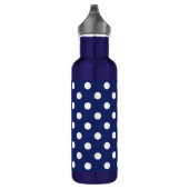 Navy Blue en White Polka Dot Pattern Waterfles (Rechts)