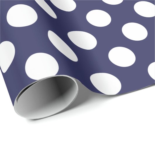 Navy Blue en White Polka Dots Cadeaupapier (Rol Hoek)