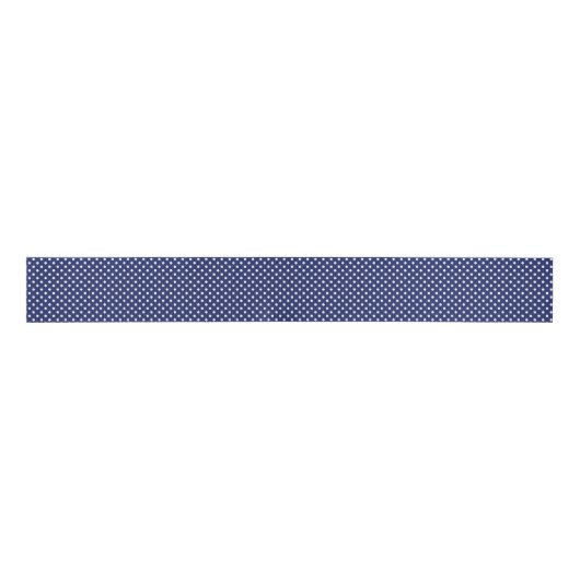 Navy Blue en White Polka Dots Pattern Grosgrain Lint (Voorkant)