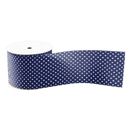 Navy Blue en White Polka Dots Pattern Grosgrain Lint (Spoel)
