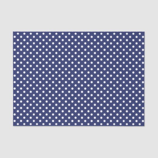 Navy Blue en White Polka Dots Pattern Tissuepapier (Voorkant)