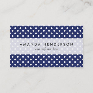 Navy Blue en White Polka Dots Pattern Visitekaartje