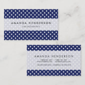Navy Blue en White Polka Dots Pattern Visitekaartje (Voorkant / Achterkant)