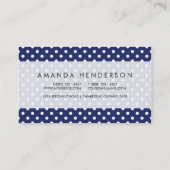 Navy Blue en White Polka Dots Pattern Visitekaartje (Achterkant)