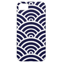 Navy Blue en White Scallop Pattern iPhone 11 Hoesje