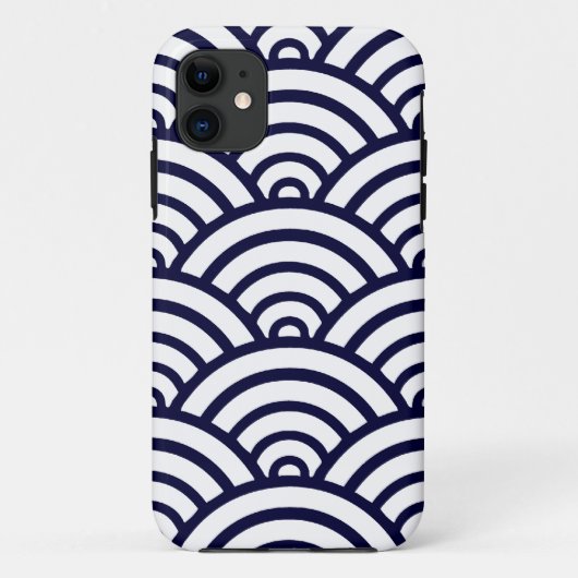 Navy Blue en White Scallop Pattern Case-Mate iPhone Case (Achterkant)