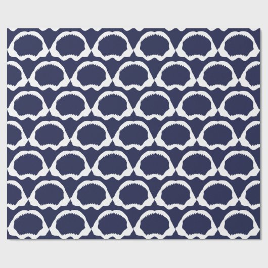 Navy Blue en White Shark Mouth Skelet Cadeaupapier (Vlak)