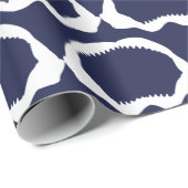 Navy Blue en White Shark Mouth Skelet Cadeaupapier (Rol Hoek)