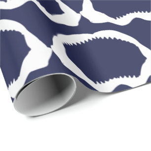 Navy Blue en White Shark Mouth Skeleton Cadeaupapier