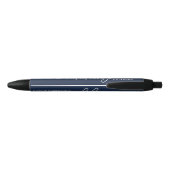 Navy Blue en White Simple Script Weddenschap Favor Zwarte Inkt Pen (Achterkant)