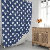 Navy Blue en White Stars Douchegordijn