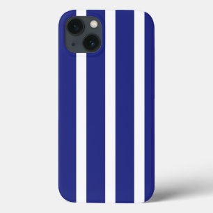 Navy blue en white strepen patroon iPhone 13 hoesje