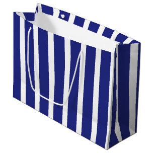 Navy blue en white strepen patroon groot cadeauzakje