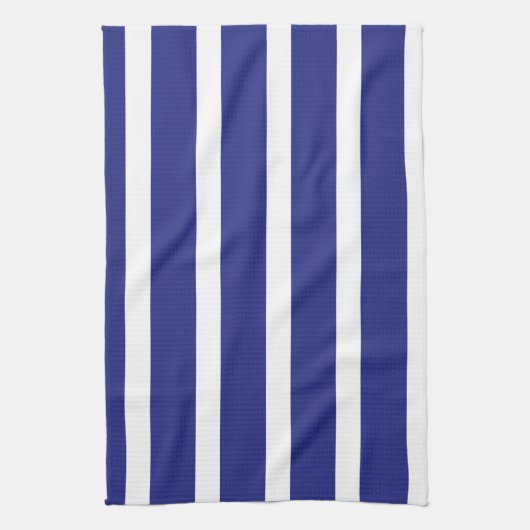 Navy blue en white strepen patroon theedoek (Verticaal)