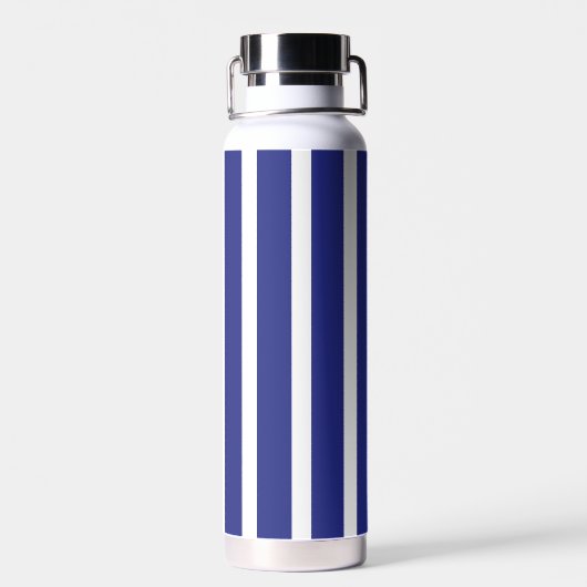 Navy blue en white strepen patroon waterfles (Achterkant)