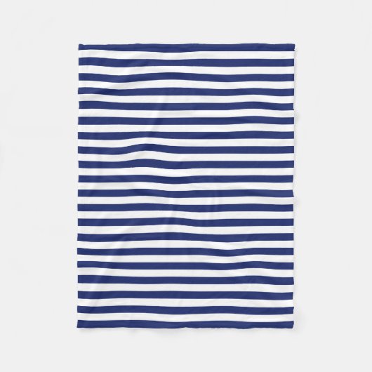 Navy Blue en White Stripe Pattern Fleece Deken (Voorkant)