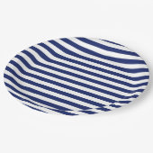 Navy Blue en White Stripe Pattern Papieren Bordje (Gekanteld)