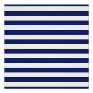 Navy Blue en White Stripe Pattern Perfect Poster