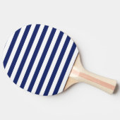 Navy Blue en White Stripe Pattern Tafeltennisbatje (Zijkant)