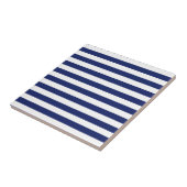 Navy Blue en White Stripe Pattern Tegeltje (Zijkant)