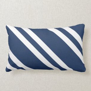 Navy Blue en White Striped Kussen