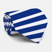 Navy Blue en White Striped Stropdas (Opgerold)