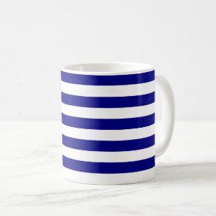 Navy Blue en White Stripes Koffiemok