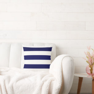 Navy Blue en White Stripes Kussen