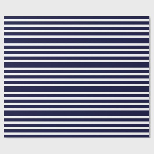 Navy Blue en White Stripes Modern Pattern Cadeaupapier (Vlak)