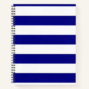 Navy Blue en White Stripes Notitieboek