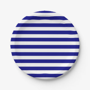 Navy Blue en White Stripes Papieren Bordje